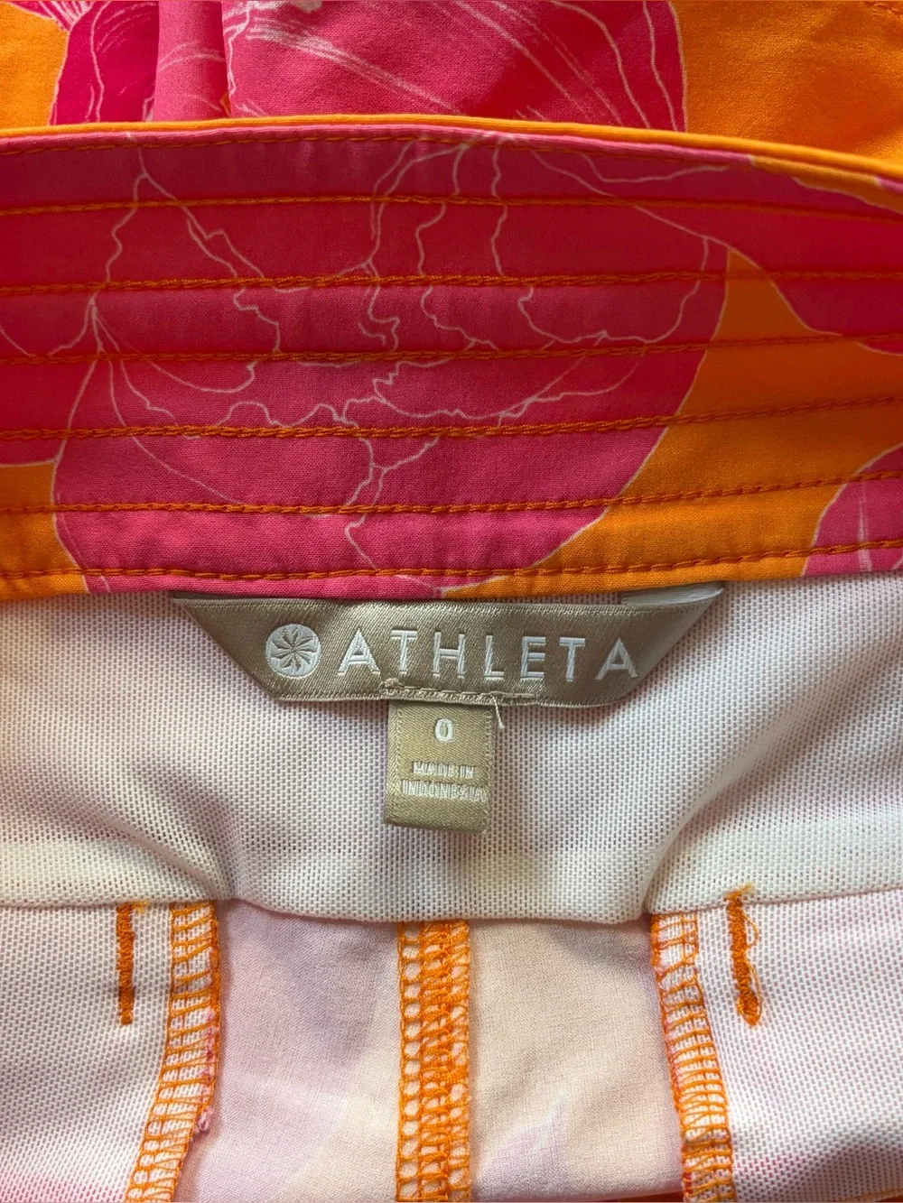 Athleta Hudson Floral Tropical Pocket Pull On Orange Pink Board Swim Shorts Sz S